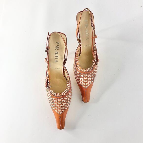 NEW Vintage Prada Fringe and Buckle Detail Slingback Pointed Toe Pumps 38 - Picture 3 of 8